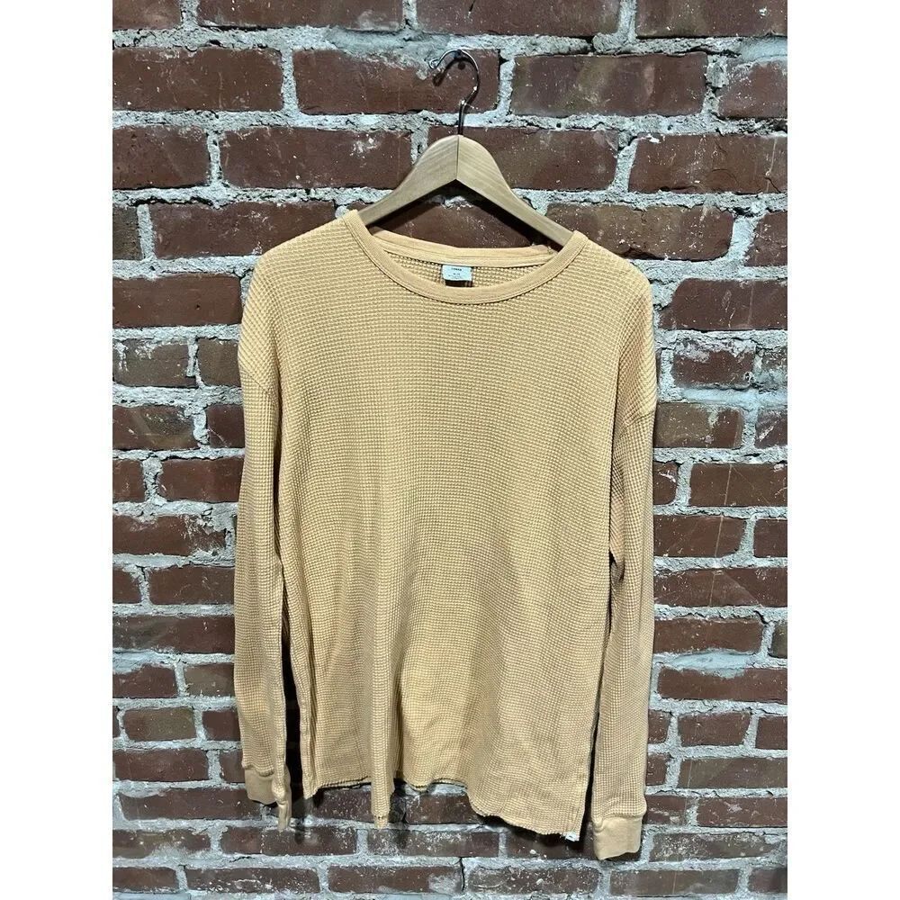 Urban Outfiiters Mens Yellow Long Sleeve Ribbed Shirt Size XL
